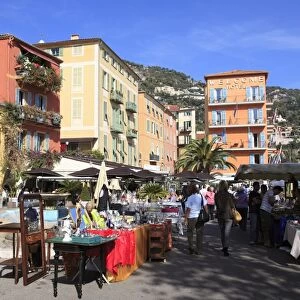 Flea Market, Villefranche sur Mer, Alpes Maritimes, Cote d Azur, French Riviera, Provence, France, Europe
