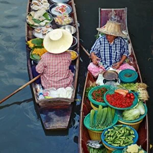 Floating market, Damnoen Saduak, Ratchaburi Province, Thailand, Southeast Asia, Asia cropped to remove boat in top right corner and for stronger compostion, curves / levels adjustments, remove rubbish in water