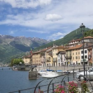 Flower boat, Domaso, Lake Como, Italian Lakes, Lombardy, Italy, Europe