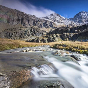 Flowing water of alpine creek, Alpe Fora, Malenco Valley, province of Sondrio, Valtellina