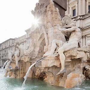 Fontana dei Quattro Fiumi Fountain, Architect Bernini, Piazza Navona Square, Rome