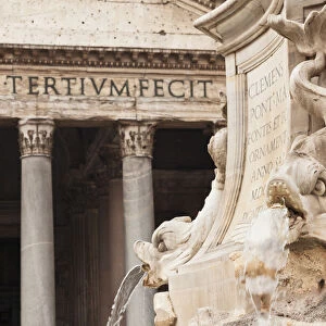 Fontana del Pantheon Fountain at Piazza della Rotonda Square, Pantheon, UNESCO World Heritage Site