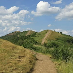 Footpath along the main ridge of the Malvern Hills, Worcestershire, Midlands