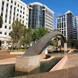 Fountain, City Hall Plaza, Orlando, Florida, United States of America, North America