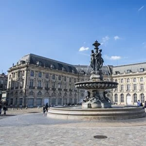 Fountain on the Place de la Bourse, Bordeaux, Aquitaine, France, Europe