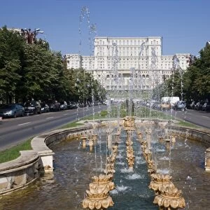 Fountains in front of the Palace of Parliament, former Ceausescu Palace