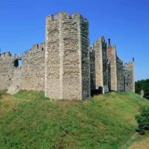 Framlingham Castle, showing flanking towers, Framlingham, Suffolk, England
