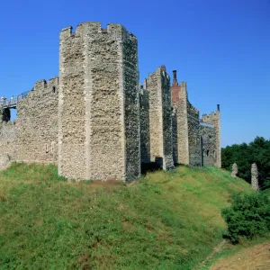 Framlingham Castle, showing flanking towers, Framlingham, Suffolk, England