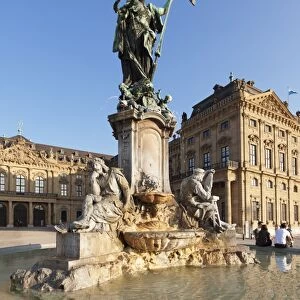 Franconia Fountain at the Residenz, Baroque Palace, built by Balthasar Neumann, UNESCO World Heritage Site, Wurzburg, Franconia, Bavaria, Germany, Europe