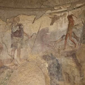 Fresco of hunting scene in House of the Menander, Pompeii, UNESCO World Heritage Site