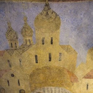 Fresco paintings, Archbishops Palace, UNESCO World Heritage Site, Kremlin, Veliky Novgorod