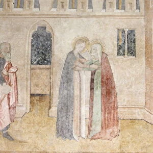 Fresco of the Visitation, Abondance abbey church, Abondance, Haute Savoie, France, Europe