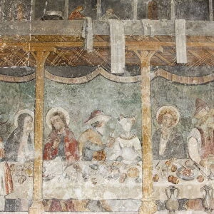 Fresco of the Wedding at Cana, Abondance abbey church, Abondance, Haute Savoie, France