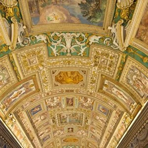 Frescoes on the ceiling of the Gallery of the Maps, Vatican Museums, Rome, Lazio, Italy, Europe