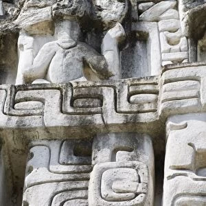 Frieze on the 130ft high El Castillo at the Mayan ruins at Xunantunich