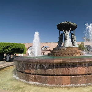 Fuente Las Tarasca, a famous fountain, Morelia, Michoacan, Mexico, North America