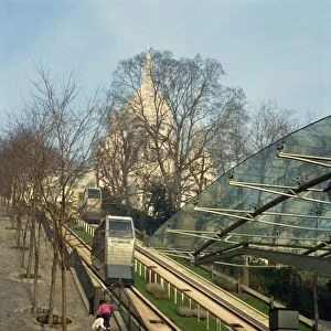 The Furnicular up to the Sacre Coeur, beside the steps of Montmartre, Paris