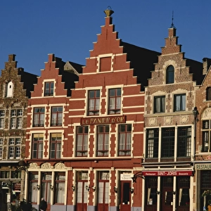 Gabled buildings around the Markt, or Market Square, in the medieval town of Bruges