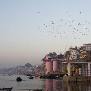 The Ganges River and ghats of Varanasi, Uttar Pradesh, India, Asia