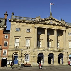 The Georgian facade of the Town Hall and Butter Market shopping arcade, built in 1776
