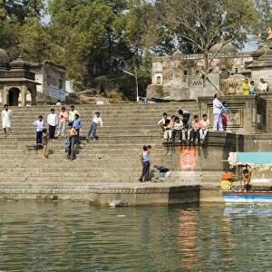 Ghats on the Narmada River at the Ahilya Fort and temple complex
