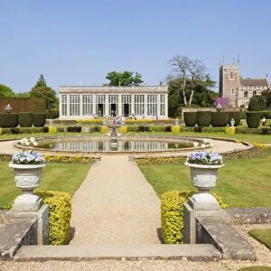 The glass fronted restored Orangery and Conservatory in the formal gardens of Belton House