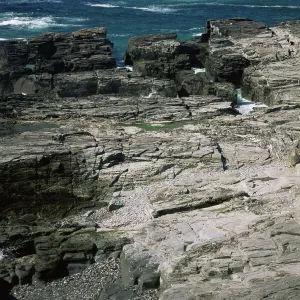 Godrevy Island lighthouse, near St. Ives, north coast, Cornwall, England