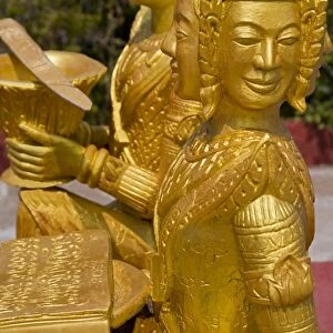 Gold statue in Wat Krom Temple, Sihanoukville Port, Sihanouk Province, Cambodia, Indochina, Southeast Asia, Asia