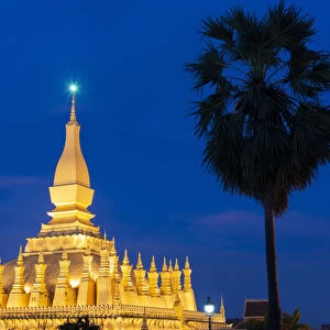 The Golden Temple at night, Vientiane, Laos, Indochina, Southeast Asia, Asia
