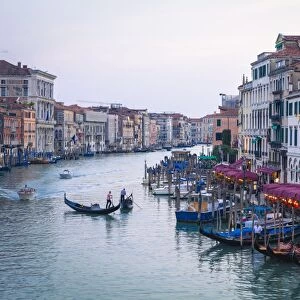 A gondola crossing the Grand Canal, Venice, UNESCO World Heritage Site, Veneto, Italy, Europe