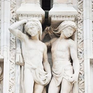 Gothic sculptures, Duomo (Milan Cathedral), Milan, Lombardy, Italy, Europe