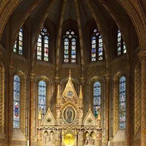 Gothic style altar, Matthias Church (Matyas-Templom), UNESCO World Heritage Site, Buda, Budapest, Hungary, Europe