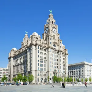 Three Graces buildings, Pierhead, Liverpool waterfront, UNESCO World Heritage Site, Liverpool, Merseyside, England, United Kingdom, Europe