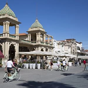 Gran Caffe Margherita and Art Nouveau buildings along seafront promenade, Viareggio, Tuscany, Italy, Europe
