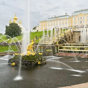 The Grand Cascade in front of the Grand Palace, Peterhof, UNESCO World Heritage Site, near St