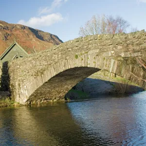 Grange Bridge and village, Borrowdale, Lake District National Park, Cumbria