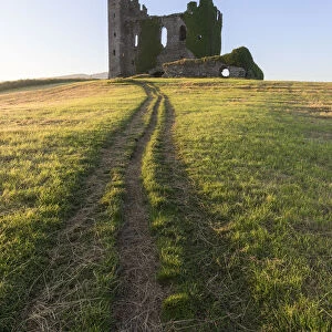 Grass fields around Ballycarbery Castle, Cahersiveen, County Kerry, Munster, Republic of Ireland