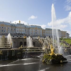 Great Cascade with Great Palace in the background, Peterhof, UNESCO World Heritage Site, near St