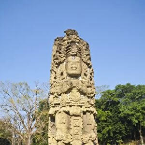 The Great Plaza, Stela A, dating from 731 AD, Ruins of Copan, UNESCO World Heritage Site