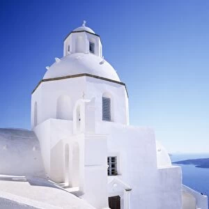 Greece Orthodox church, Fira, Santorini, Cyclades, Aegean Sea, Greek Islands, Greece, Europe