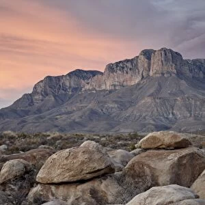 Guadalupe Peak and El Capitan at sunset, Guadalupe Mountains National Park, Texas, United States of America, North America
