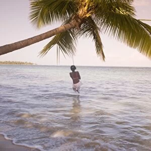 Haitian woman, Las Terrenas, Samana Peninsula, Dominican Republic, West Indies
