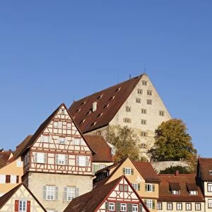 Half-timbered houses, Schwaebisch Hall, Hohenlohe, Baden Wurttemberg, Germany, Europe