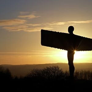 Halo over the Angel of the North by Antony Gormley, erected 1998, Gateshead, Tyne and Wear, England, United Kingdom, Europe