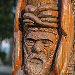 Hand carved wooden statues im the center of Noumea, New Caledonia, Pacific