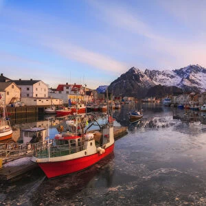 Harbor and fishing village of Reine, Lofoten Islands, Nordland, Norway, Europe