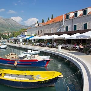 Harbour restaurants, Cavtat, Dubrovnik Riviera, Dalmatian Coast, Dalmatia, Croatia, Europe