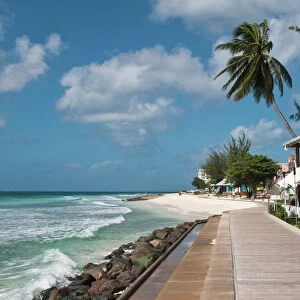 Hastings Beach boardwalk, Barbados, Windward Islands, West Indies, Caribbean