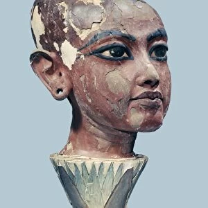 Head of the child king emerging from a lotus flower, found at the entrance to the tomb of Tutankhamun, discovered in the Valley of the Kings, Thebes, Egypt, North