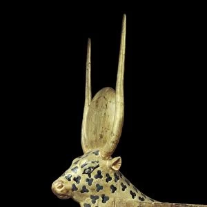 Head of a funerary couch in the form of a sacred cow, from the tomb of the pharaoh Tutankhamun
